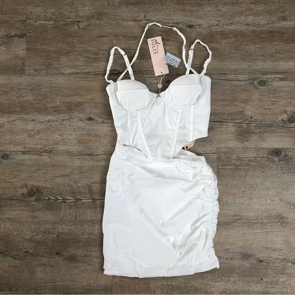 Oh Polly NESRINE Double Cup Corset Mini Dress in White- 2